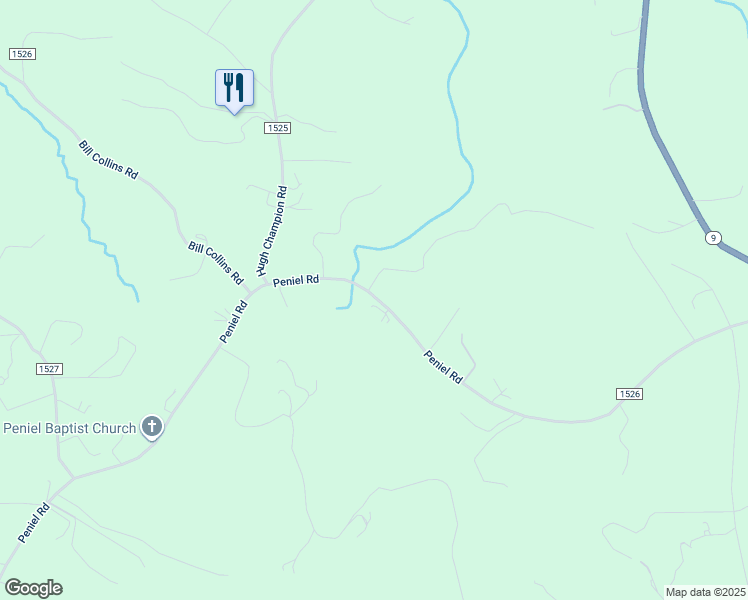 map of restaurants, bars, coffee shops, grocery stores, and more near 6148 Peniel Road in Tryon