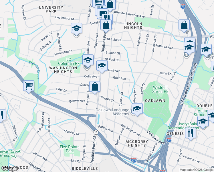 map of restaurants, bars, coffee shops, grocery stores, and more near 1228 Fairmont Street in Charlotte