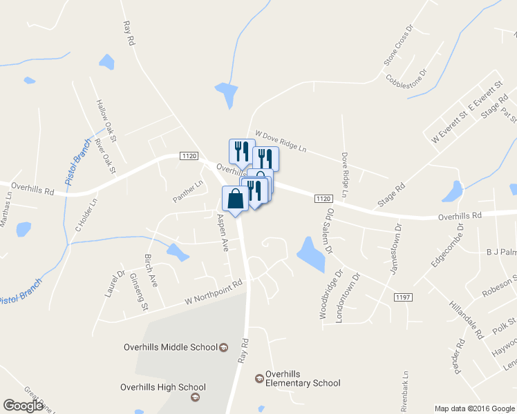map of restaurants, bars, coffee shops, grocery stores, and more near 3266 Ray Road in Spring Lake