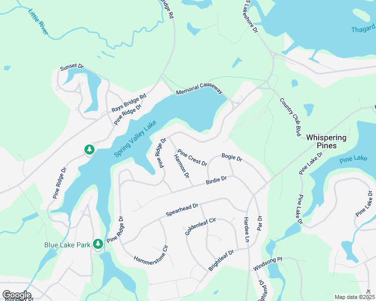 map of restaurants, bars, coffee shops, grocery stores, and more near 9 Pine Crest Drive in Whispering Pines