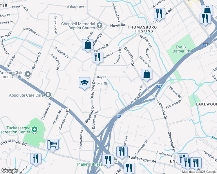 map of restaurants, bars, coffee shops, grocery stores, and more near 205 Marmion Road in Charlotte