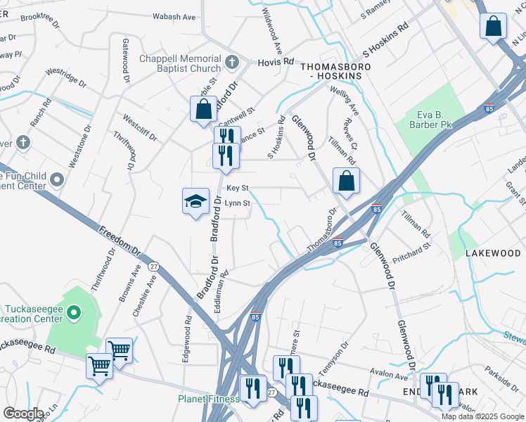 map of restaurants, bars, coffee shops, grocery stores, and more near 205 Marmion Road in Charlotte