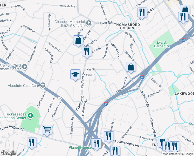 map of restaurants, bars, coffee shops, grocery stores, and more near 205 Marmion Road in Charlotte