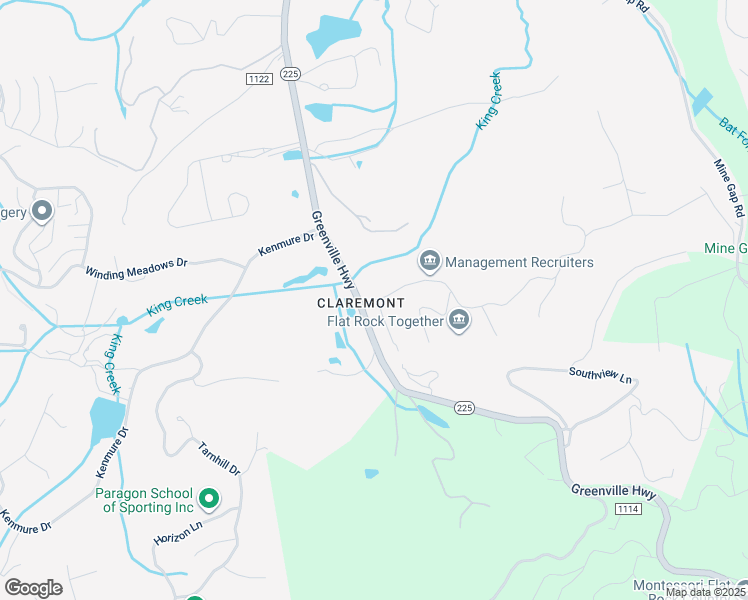 map of restaurants, bars, coffee shops, grocery stores, and more near 0 Claremont Drive in Flat Rock