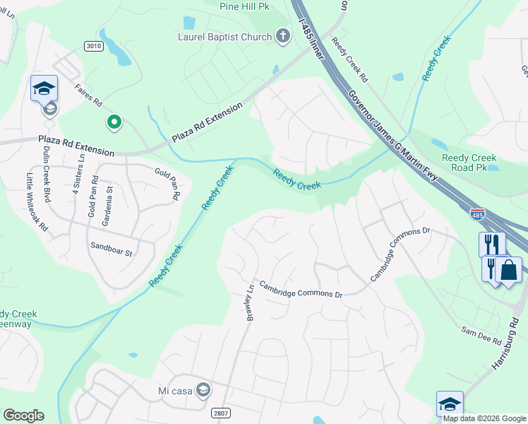 map of restaurants, bars, coffee shops, grocery stores, and more near in Charlotte