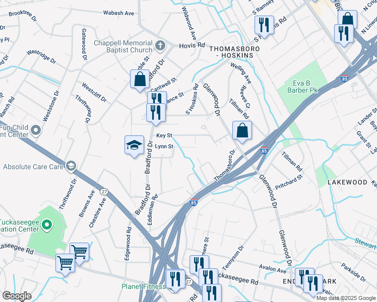 map of restaurants, bars, coffee shops, grocery stores, and more near 801 Lynn St in Charlotte