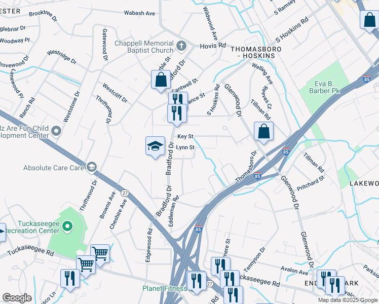 map of restaurants, bars, coffee shops, grocery stores, and more near 600 Robertson Avenue in Charlotte