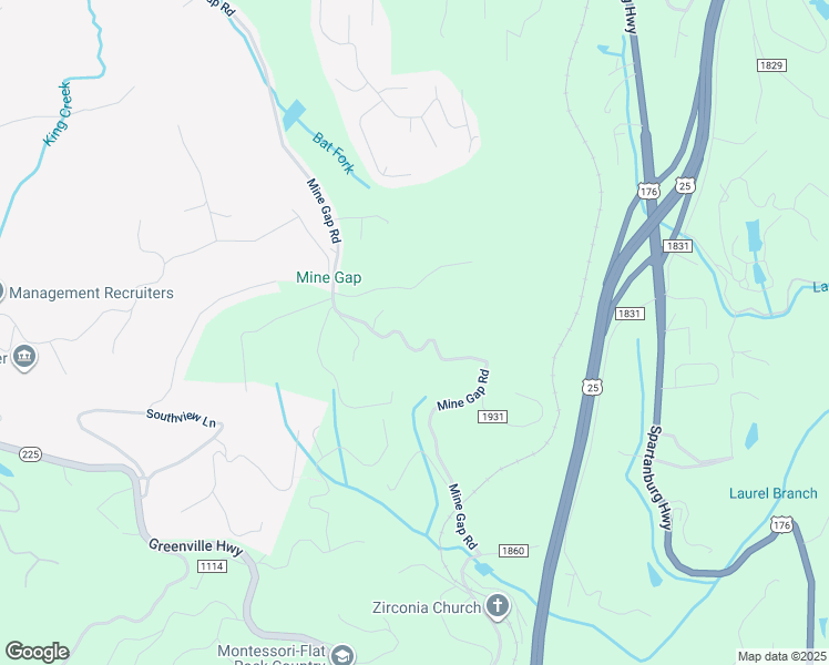 map of restaurants, bars, coffee shops, grocery stores, and more near 643 Mine Gap Road in Zirconia