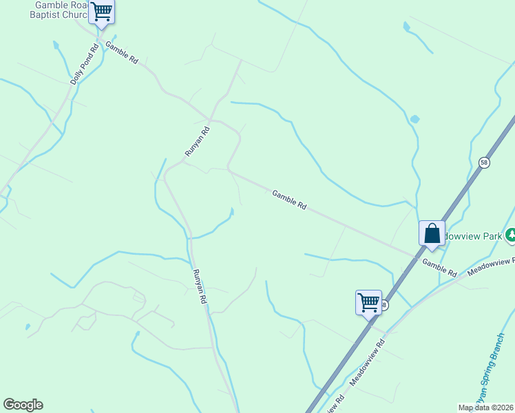 map of restaurants, bars, coffee shops, grocery stores, and more near 7422 Gamble Road in Georgetown