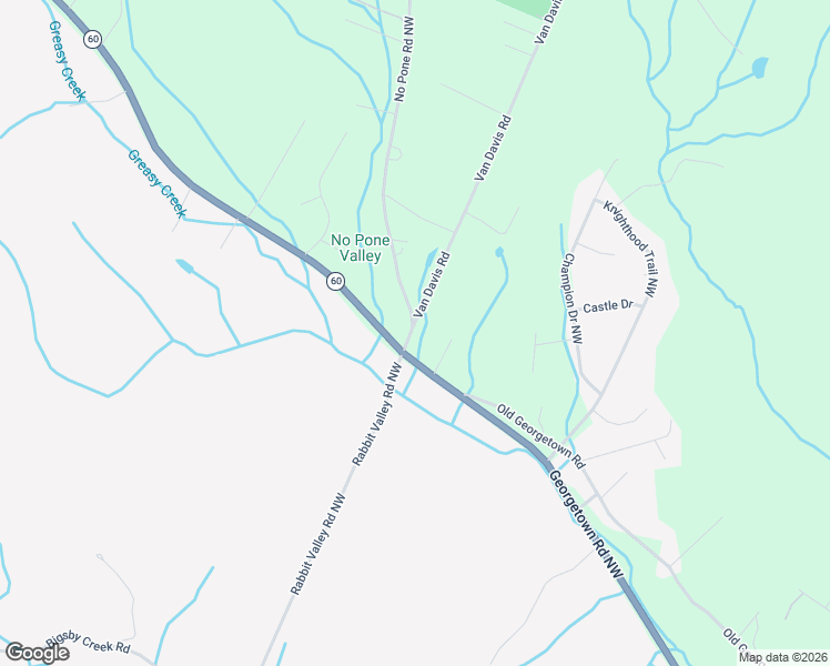 map of restaurants, bars, coffee shops, grocery stores, and more near 1400 No Pone Road Northwest in Georgetown