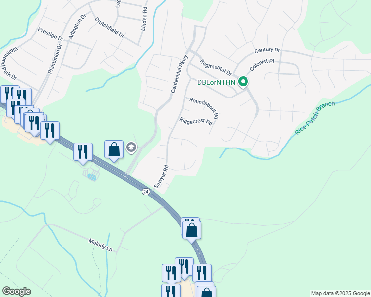 map of restaurants, bars, coffee shops, grocery stores, and more near 29 Weymouth Circle in Cameron