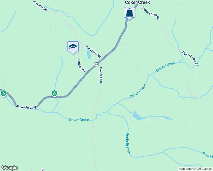 map of restaurants, bars, coffee shops, grocery stores, and more near in Coker Creek