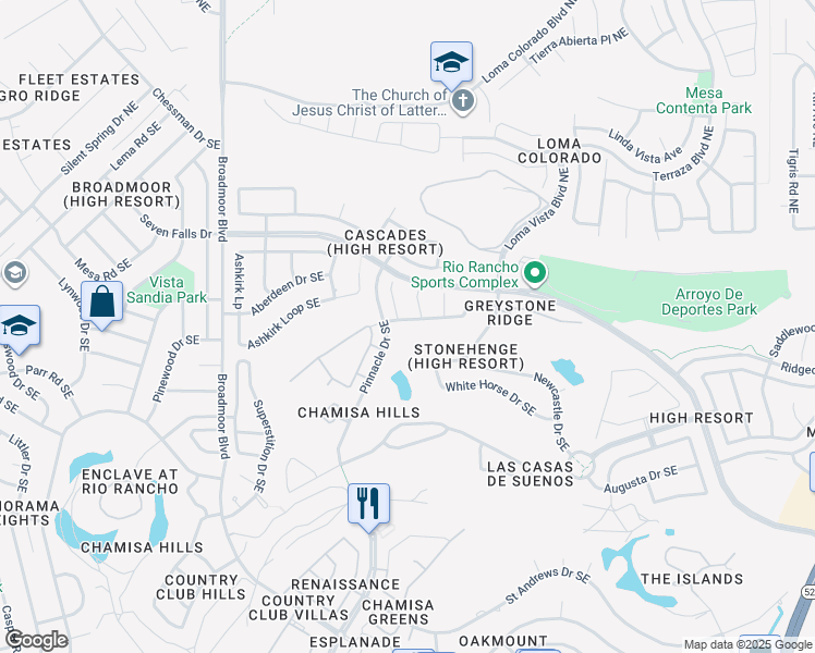 map of restaurants, bars, coffee shops, grocery stores, and more near 3316 Lockerbie Drive in Rio Rancho
