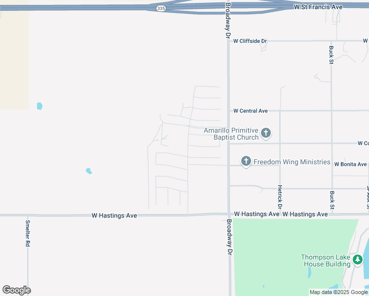 map of restaurants, bars, coffee shops, grocery stores, and more near 4603 Broadway Drive in Amarillo