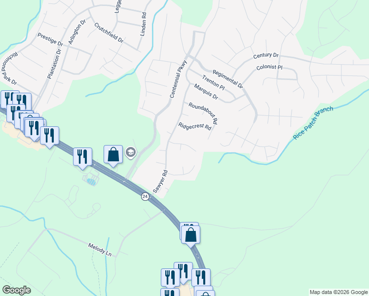 map of restaurants, bars, coffee shops, grocery stores, and more near 84 Hawksworth Place in Cameron