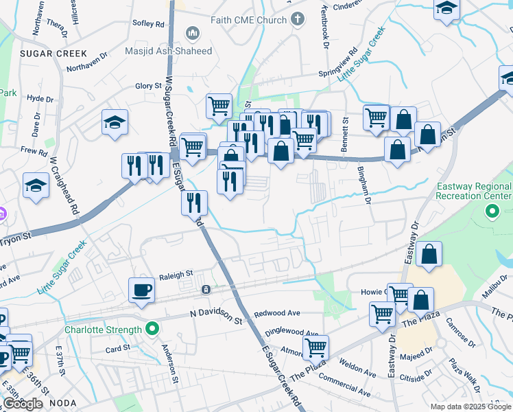 map of restaurants, bars, coffee shops, grocery stores, and more near 146 Dorton Street in Charlotte