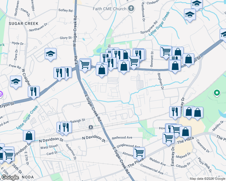 map of restaurants, bars, coffee shops, grocery stores, and more near 146 Dorton Street in Charlotte