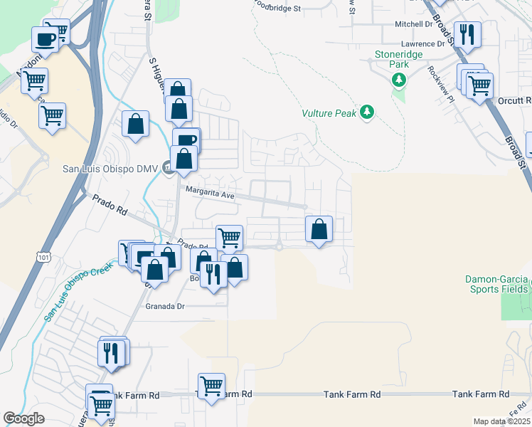 map of restaurants, bars, coffee shops, grocery stores, and more near 336 Sage Street in San Luis Obispo