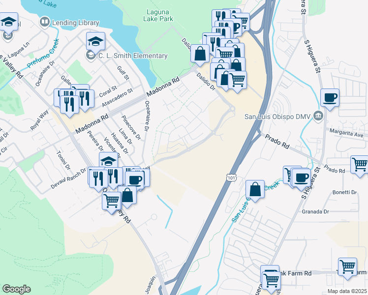 map of restaurants, bars, coffee shops, grocery stores, and more near 1991 Heirloom Place in San Luis Obispo