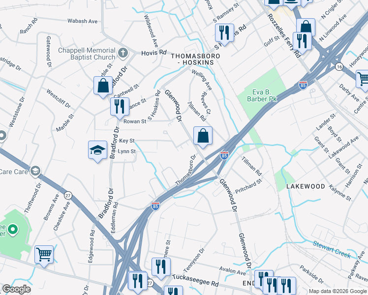 map of restaurants, bars, coffee shops, grocery stores, and more near in Charlotte