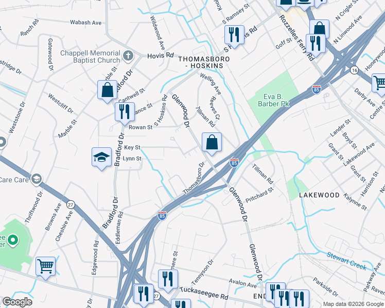 map of restaurants, bars, coffee shops, grocery stores, and more near in Charlotte