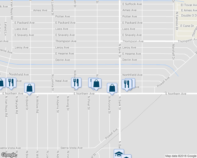 map of restaurants, bars, coffee shops, grocery stores, and more near 2805 Neal Ave in Kingman