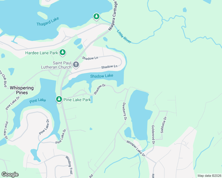 map of restaurants, bars, coffee shops, grocery stores, and more near 49 Shadow Drive in Whispering Pines