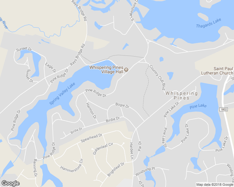 map of restaurants, bars, coffee shops, grocery stores, and more near 31 Pine Ridge Drive in Whispering Pines