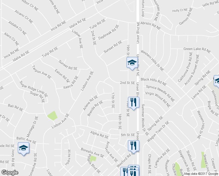 map of restaurants, bars, coffee shops, grocery stores, and more near 1800 Darlene Rd SE in Rio Rancho