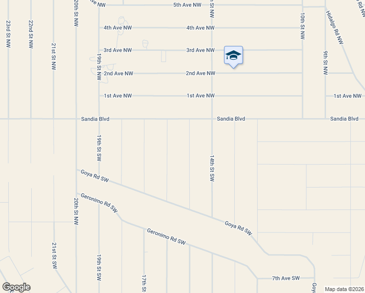 map of restaurants, bars, coffee shops, grocery stores, and more near 105 15th Street Southwest in Rio Rancho