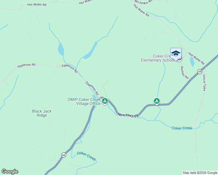 map of restaurants, bars, coffee shops, grocery stores, and more near 12528 New Highway 68 in Tellico Plains