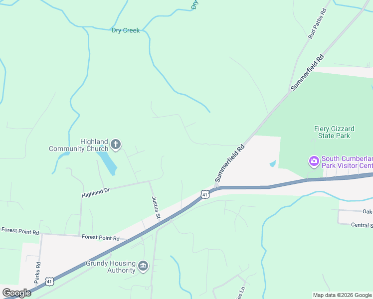 map of restaurants, bars, coffee shops, grocery stores, and more near 11053 U.S. 41 in Monteagle