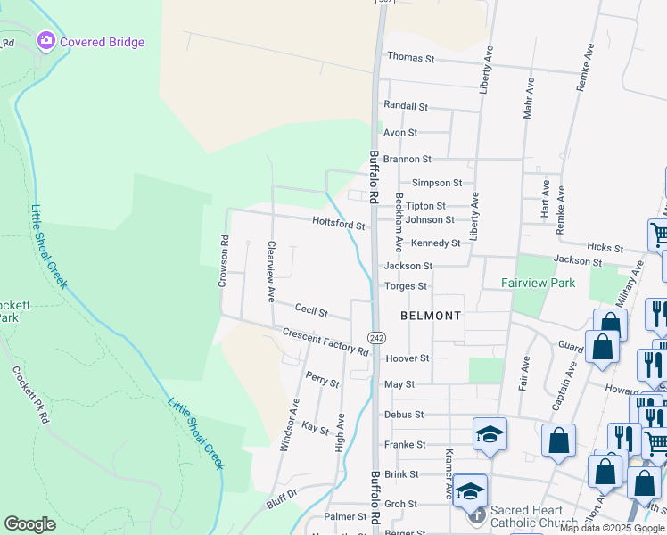 map of restaurants, bars, coffee shops, grocery stores, and more near 405 Oak Street in Lawrenceburg