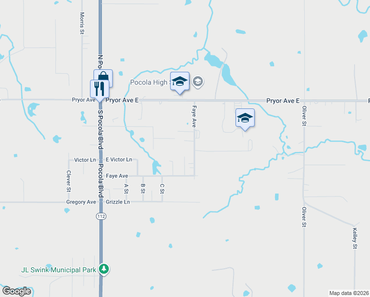 map of restaurants, bars, coffee shops, grocery stores, and more near 202 Oak in Pocola