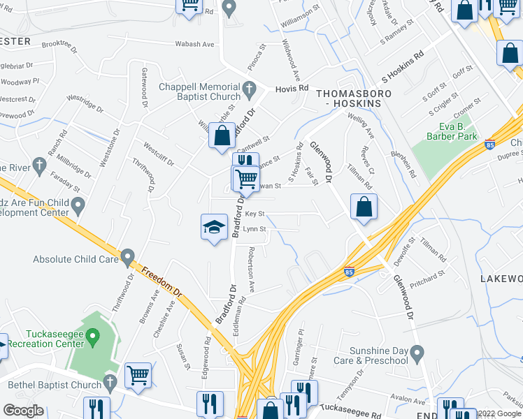 map of restaurants, bars, coffee shops, grocery stores, and more near in Charlotte