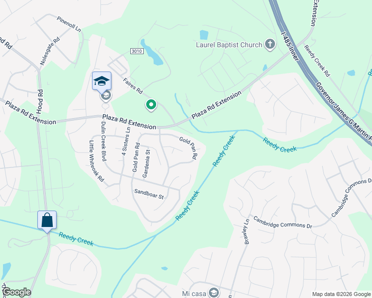 map of restaurants, bars, coffee shops, grocery stores, and more near 11405 Silverfield Lane in Charlotte