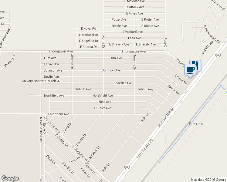map of restaurants, bars, coffee shops, grocery stores, and more near 3790 Northfield Avenue in Kingman