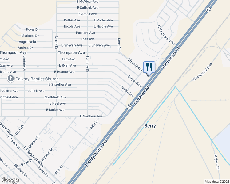 map of restaurants, bars, coffee shops, grocery stores, and more near 4010 E Shaeffer Ave in Kingman