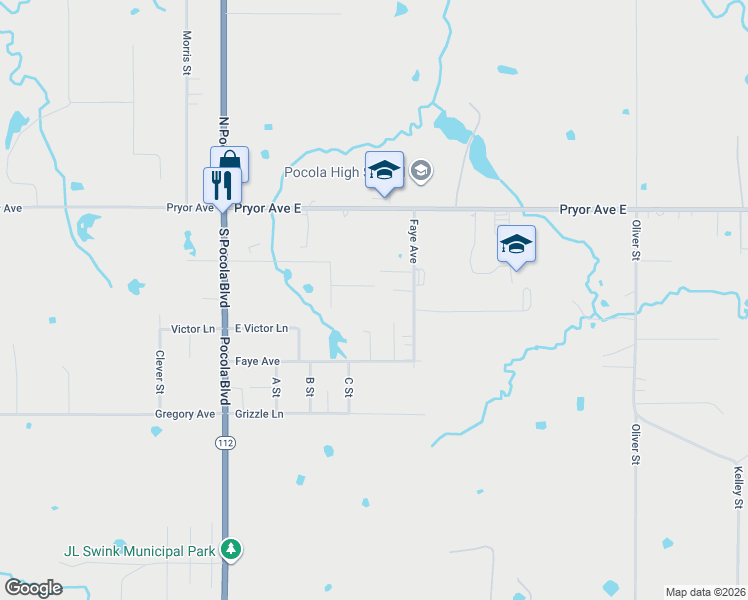 map of restaurants, bars, coffee shops, grocery stores, and more near 202 Oak in Pocola