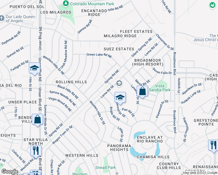 map of restaurants, bars, coffee shops, grocery stores, and more near 2287 Lema Road Southeast in Rio Rancho