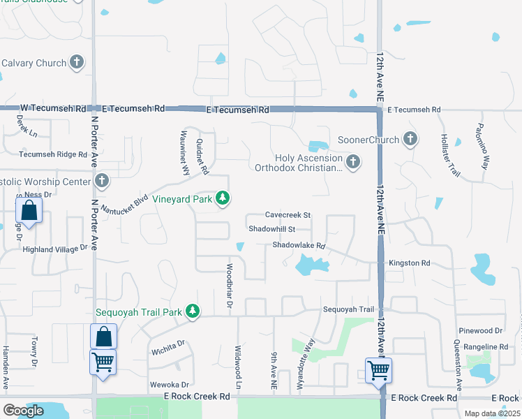 map of restaurants, bars, coffee shops, grocery stores, and more near 701 Cavecreek Street in Norman