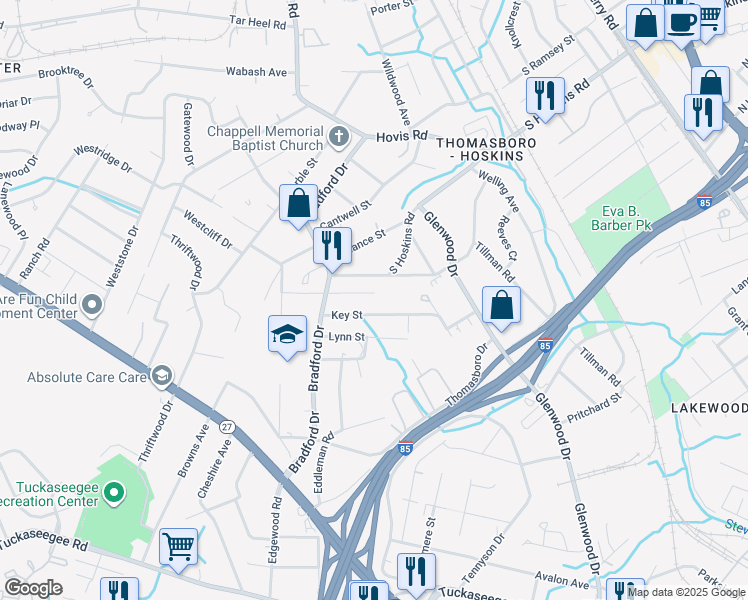 map of restaurants, bars, coffee shops, grocery stores, and more near in Charlotte