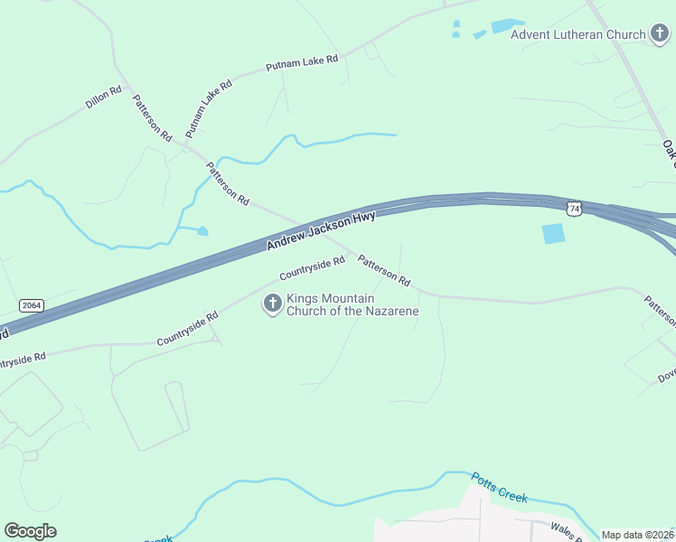map of restaurants, bars, coffee shops, grocery stores, and more near 108 Countryside Road in Kings Mountain