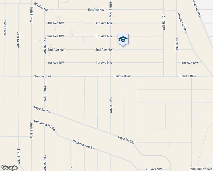 map of restaurants, bars, coffee shops, grocery stores, and more near 18 15th Street Southwest in Rio Rancho