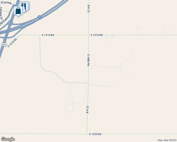 map of restaurants, bars, coffee shops, grocery stores, and more near 11686 North 1880 Road in Sayre