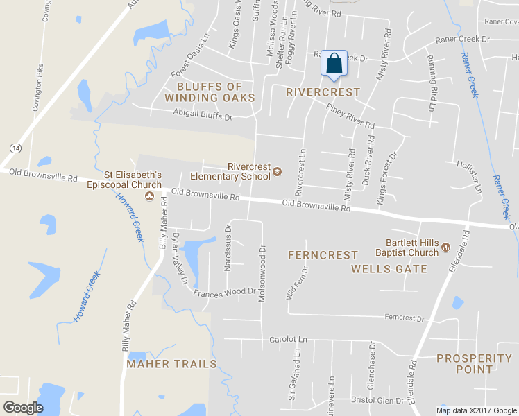 map of restaurants, bars, coffee shops, grocery stores, and more near 6225 Old Brownsville Road in Memphis