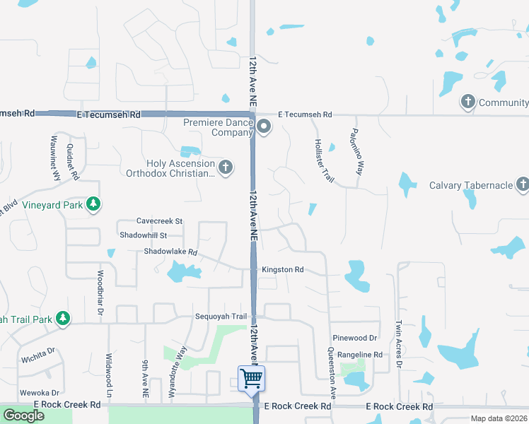 map of restaurants, bars, coffee shops, grocery stores, and more near 3117 Yosemite Drive in Norman