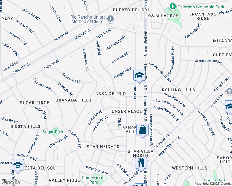 map of restaurants, bars, coffee shops, grocery stores, and more near 218 2nd Street Southeast in Rio Rancho