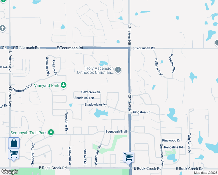 map of restaurants, bars, coffee shops, grocery stores, and more near 3105 Epora Drive in Norman