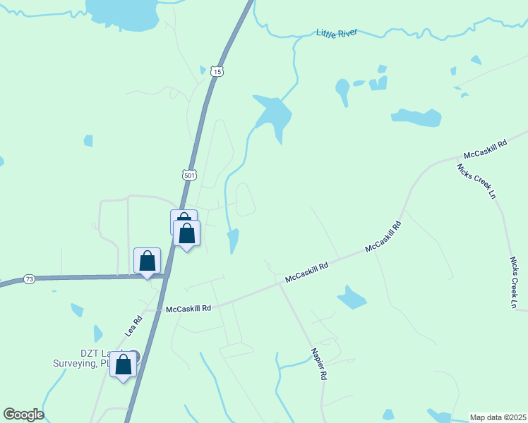 map of restaurants, bars, coffee shops, grocery stores, and more near 129 Dundee Drive in Carthage